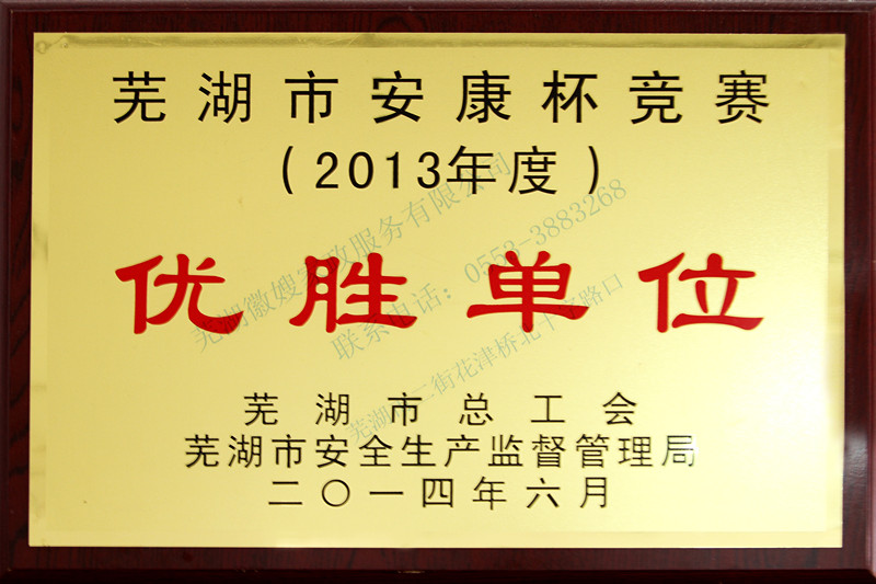 2013安康杯獎(jiǎng)狀